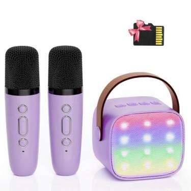 Imagem de Máquina de karaokê YLL Kids com 2 microfones para meninas roxa
