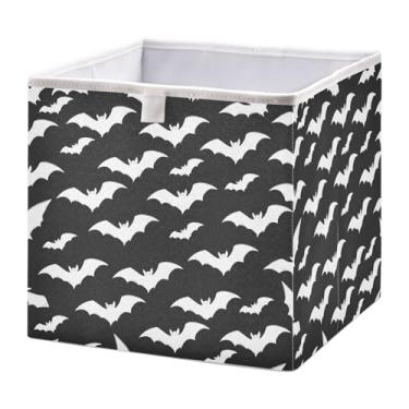 Imagem de Bolaz Organizadores de armário com estampa de morcego, cubos de armazenamento, cestos de prateleira, recipientes para sala de casa, escritório, quadrado