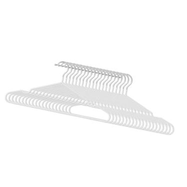 Imagem de SiaBiced 20 peças de cabides para roupas, cabideiro de metal resistente para secar roupas, cabides para jeans, lavanderia, jaquetas e ternos, Branco