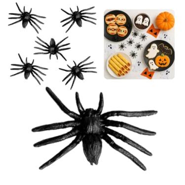 Imagem de Kit 12 Aranhas de Plástico Realistas 6cm Pretas para Decoração de Festa Halloween, Cupcakes, Doces, Bebidas, Mesa e Ambientes Temáticos – Aranhas Decorativas para Sustos e Brincadeiras