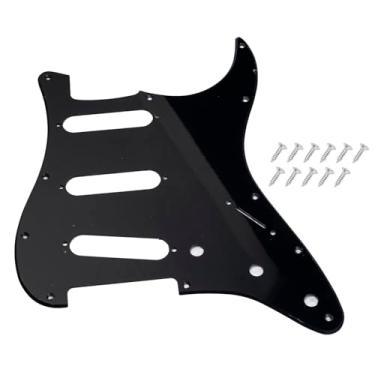 Imagem de DIAO79NI Pickguard SSS Strat de 11 furos para guitarra elétrica Fender USA/Mexican Made Standard Stratocaster estilo moderno, preto brilhante, 1ply.
