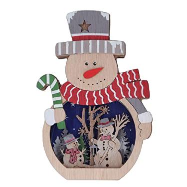 Imagem de Ornamento Pendurado Luz LED Emissor de Madeira Luminous Christmas Ornamento, Madeira Compensada de álamo, Reutilizável, Seguro e Bem Trabalhado, Escolha Presente, Luz Quente para Exibição Janelas do