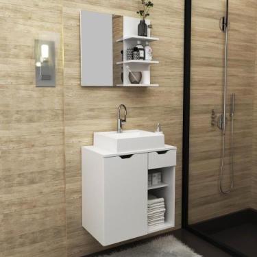 Imagem de Conjunto Banheiro Gabinete e Espelheira Branco - Tecno - Tecno Mobile