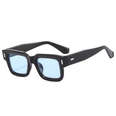 Imagem de Óculos de sol com proteção UV400 para homens e mulheres | Lentes transparentes punk, cor de chocolate | Para dirigir e praticar esportes ao ar livre, preto e azul