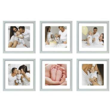 Imagem de Kit 6 Quadros Porta Retrato Foto 15x15 Paspatur Preto 20x20 - SHD Sole