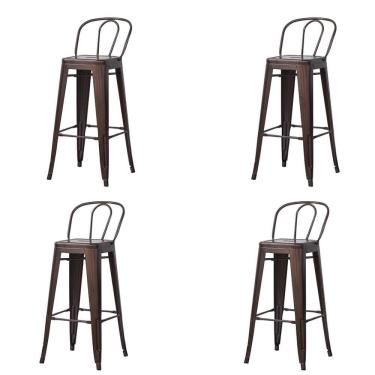 Imagem de Kit 4 Banquetas Altas ANM6990B Iron Tolix Titan Anima Office Encosto Alto Bronze