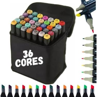Imagem de Conjunto De Canetas Marcadoras De Cabeça Dupla De 36 Cores-Materiais De Pintura Em Aquarela E Arte Para Escola Escritório