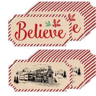 Imagem de 100 peças de Natal Believe Train Ticket Believe Tickets Sign Decor Funny Christmas Believe Ticket for Santa Gift Christmas Party Supplies Carnaval (Christmas-100)