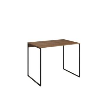 Imagem de 80x46cm desktop madeira base ferro modelo industrial(PRETO/AMÊNDOA)