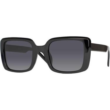 Imagem de Óculos de Sol Feminino Preto Quadrado Grande Polarizado UV400 Village 