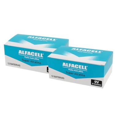 Imagem de Bateria 9v Alfacell Alcalina Kit Caixa Com 24 Unidades