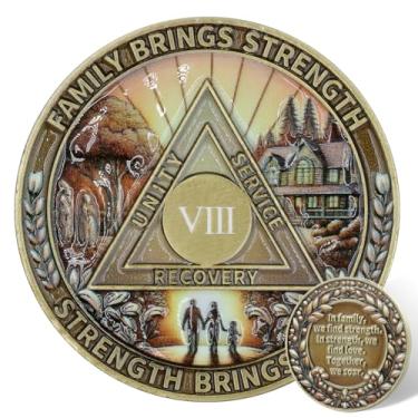 Imagem de Leafence Moeda de Sobriedade Força Familiar AA Medalhão de Recuperação Alcoólicos Anônimos Token de Amor, Unidade e Cura Sobriedade Presentes de Sobriedade de 12 Passos (Moeda Sobriedade Força