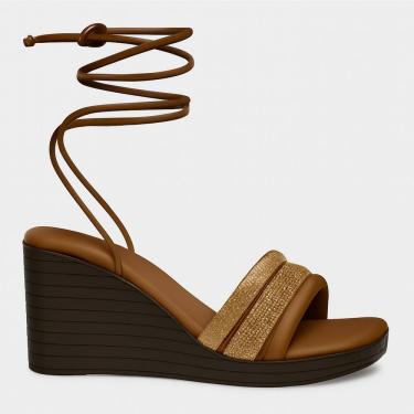 Imagem de Sandália Anabela Feminina Mississipi De Amarração MF512