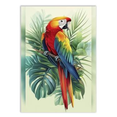 Imagem de Placa Decorativa Arara Aves Floresta Ilustração Decoração Poster Quarto Sala