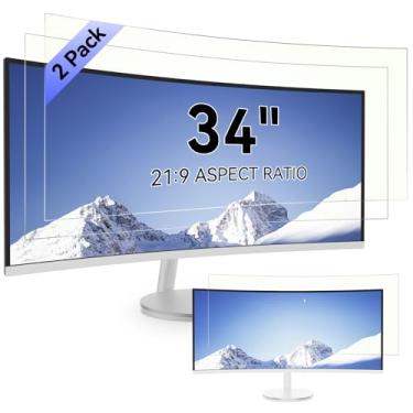 Imagem de [Pacote com 2] Protetor de tela com bloqueio de luz azul para computador de 34 polegadas para monitor curvo widescreen 21:9, antirreflexo, proteção contra os olhos, filtro de monitor de LED para