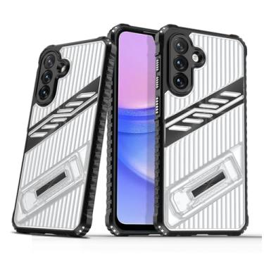 Imagem de SORAKA Capa para Samsung Galaxy A15 5G com suporte PC rígido transparente e TPU flexível antiderrapante texturizado de camada dupla à prova de choque