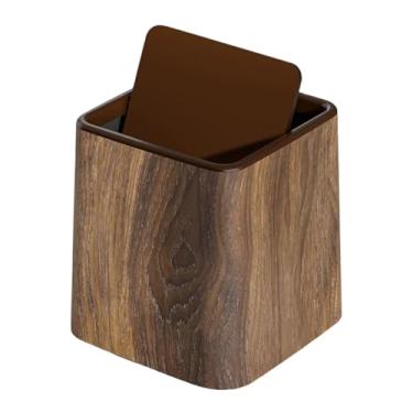 Imagem de Baoblaze Lixeira pequena de mesa com tampa, dispensador de lixo moderno e compacto, lixeira de reciclagem para mesa de cabeceira doméstica