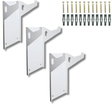 Imagem de Kit 3 Suportes De Parede Aço Robusto Para Botijão De Gás Estilo Moderno (Branco)