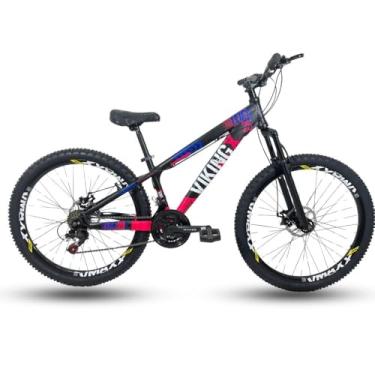 Imagem de Bicicleta Vikingx Freeride Tuff Aro 26 Freio A Disco Preto/Rosa