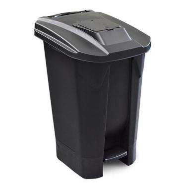 Imagem de Lixeira 120 Litros Preta Com Rodas, Pedal E Tampa Click