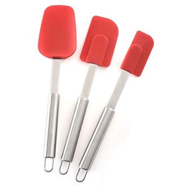 Imagem de Norpro Conjunto de 3 espátulas de cozinha de silicone/aço inoxidável - vermelho