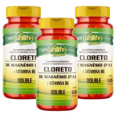 Imagem de 3Uni Cloreto de Magnesio PA + Vitamina B6 De 60 Cápsulas Cd - UNILIFE