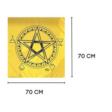 Imagem de Toalha Tecido Jogo De Cartas Pentagrama 70 X 70 Cm Amarela