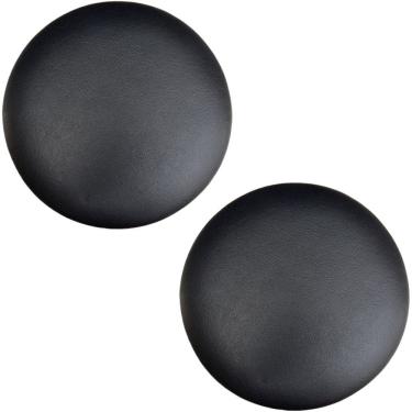 Imagem de Kit 02 Assentos Redondo Banqueta Cadeira Estofados Poltronas H02 Corino Preto 30 cm - Lyam Decor