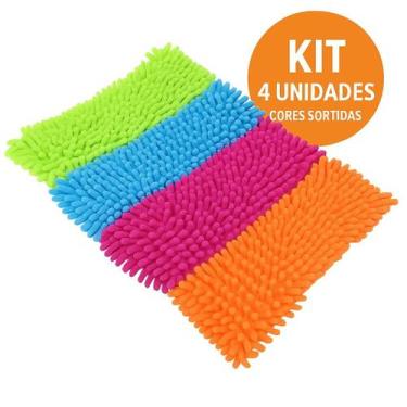 Imagem de Kit 4 Refil Rodo Mop Esfregão Microfibra Tira Pó Cor:SORTIDA - Elite I