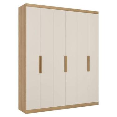 Imagem de Guarda Roupa Casal Milan 6 Portas Capuccino Off White Acetinado - THB 