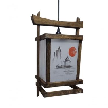 Imagem de Lustre Luminária De Teto Japonês Oriental Sala Restaurante Artesanal Decoração Hotel Pousada