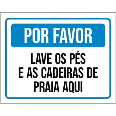 Imagem de Kit 3 Placas Sinalização - Lave Pés Cadeiras Praia Aqui