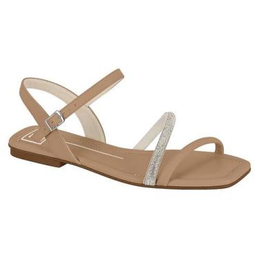 Imagem de Sandália Rasteira Moleca Feminina Com Tiras Finas E Brilho Nude, Nude,