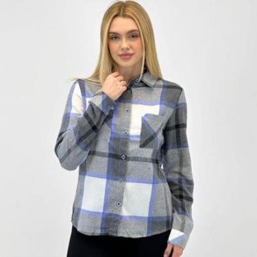 Imagem de Camisa Mosaico Flanela Xadrez Manga Longa Feminina-Feminino