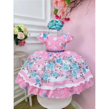 Imagem de Vestido Infantil Jardim das Borboletas Rosa para Festas Luxo - Fabulos