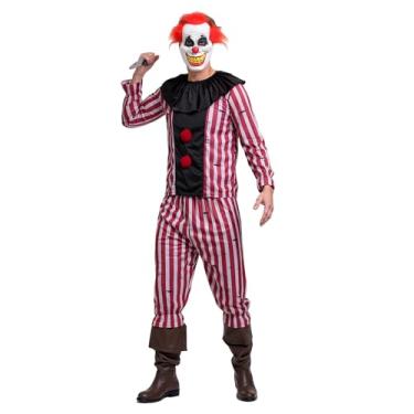 Imagem de Leajap Fantasia adulta de palhaço assassino de Halloween: roupa de filme de terror assustador - fantasia cosplay de terrifier, Preto, vermelho, M