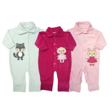 Imagem de Kit 3 Pçs Macacão Bebê Plush Quentinho Manga Longa Inverno - Koala Bab