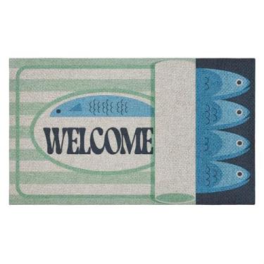 Imagem de Stupell Industries Tapete de porta de sisal sintético impresso em lata de atum Welcome da Lil' Rue