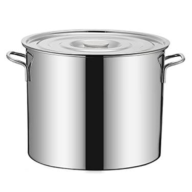 Imagem de sdjyVer Pote de sopa/balde de sopa 201 balde de arroz comercial de aço inoxidável com tampa Balde de óleo de grande capacidade balde de água fervente (tamanho: 40 cm) (35 cm)