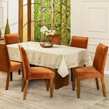 Imagem de Kit 4 Capas de Cadeira Jantar Lisa Splendore Ajustável com Elástico Te