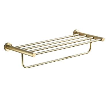 Imagem de Kit de acessórios de banho toalheiro dourado escovado, barra de toalha de aço inoxidável 304, toalheiro, cesta triangular, kit de acessórios de banheiro montado na parede (cor: toalheiro 60 cm)