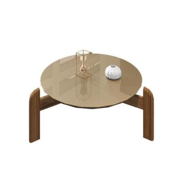 Imagem de Mesa De Centro Redonda Lizz - JM3 - JM3 MÓVEIS, Champagne/Cedro