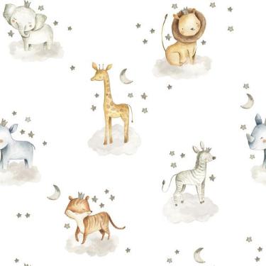 Imagem de Papel De Parede Animais Infantil Aquarela Adesivo Lavável Autocolante 