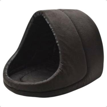 Imagem de Cama Iglu para Cachorros e Gatos - Conforto Térmico, Design de Caverna e Almofada Removível (Preto,G)