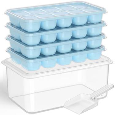 Imagem de Bandeja de cubos de gelo DOQAUS com tampa e compartimento, pacote com 