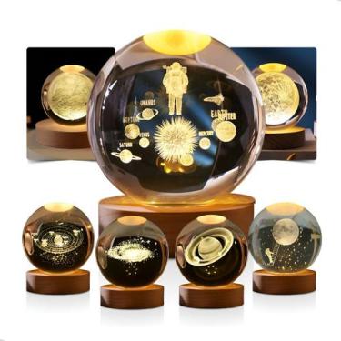 Imagem de Luminária De Mesa Luz de LED Bola De Cristal 3d Decoração Solar Galáxi