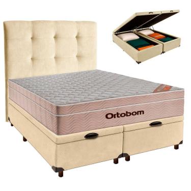 Imagem de Cama + Bau Blindado E Colchão Ortobom Molas Ensacadas Queen - Airtech + Cabeceira