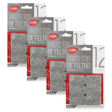 Imagem de Kit Protetor de Cadeira Móveis Feltro Retangular Adesivo Clink 48 Peça