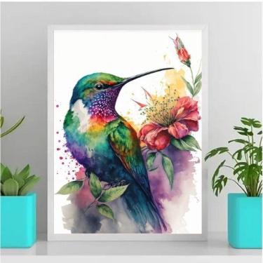 Imagem de Quadro Beija-Flor Aquarela 45x34cm - Decoração de Parede