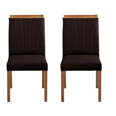 Imagem de Kit 2 Cadeiras Decorativas Sala de Jantar Luxo Analice Facto Marrom - 